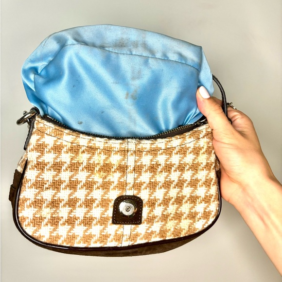 Vintage Y2K Coach Wool Houndstooth Demi Buckle Handbag Purse - Picture 8 of 11